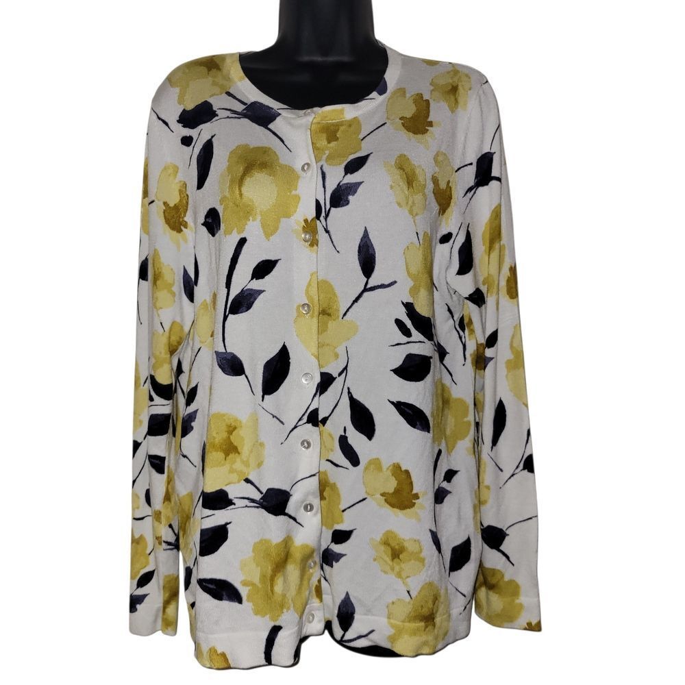 CROFT AND BARROW Floral Button-Up Cardigan SIZE MED